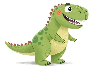 Fototapeta premium Cute cartoon dinosaur with happy expression
