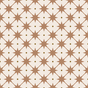 Diriyah Inspired Series: Eight Point Khatam Star Seamless Pattern in Neutral and Ochre