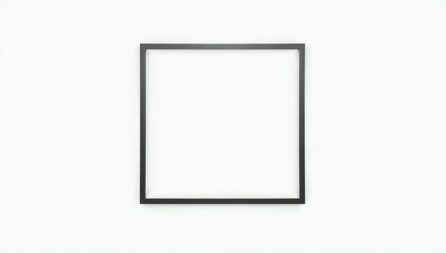 Empty square black picture frame on a plain wall
