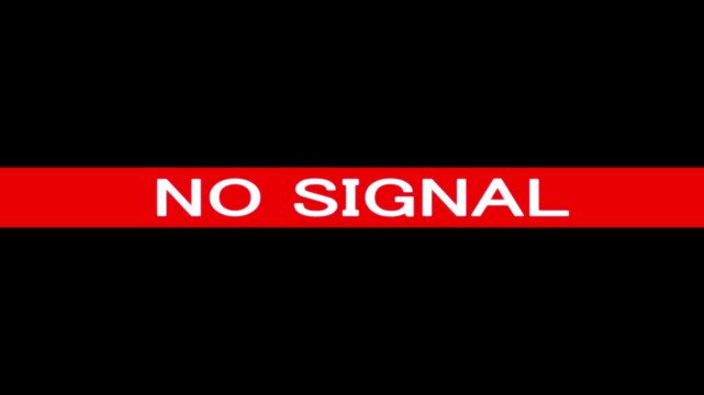No signal text display with digita interference visuals for broadcasting and media production error screen simulation footage
