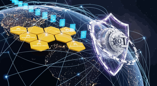 Global network security and data protection concept