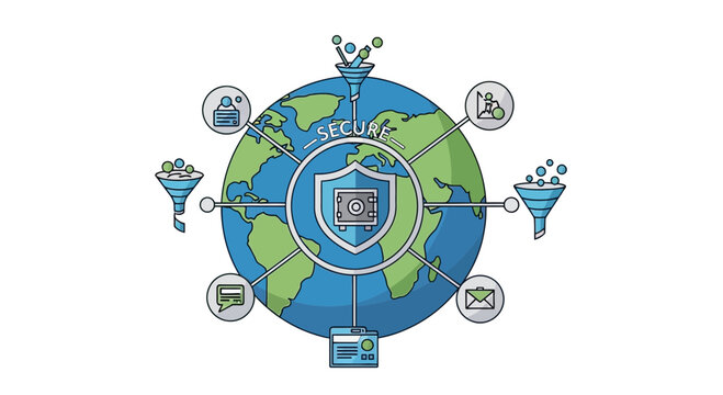 Global network security data protection and digital communication flow