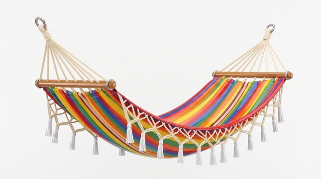 3D hammock icon isolated on white background for travel and relaxation design elements