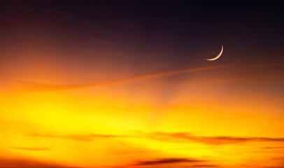 Background night sky of with crescent moon,and stars .Background Greeting card for the holy month of Ramadan of islam   © Media 
