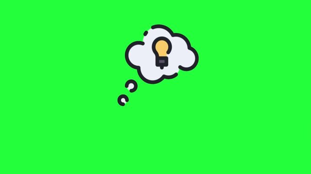 Animated light bulb idea thought bubble green screen animation