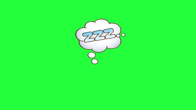 Animated zzz thought bubble green screen sleep dreaming relaxation 