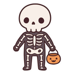 Fototapeta premium Skeleton Trick or Treat Halloween