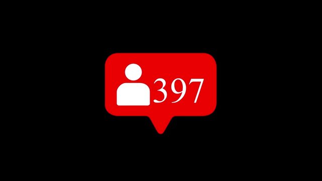 Social media followers count increasing to 500 on black screen