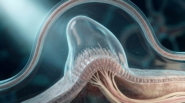     Detailed Medical Visualization of Inner Ear Vestibular System and Balance Mechanism