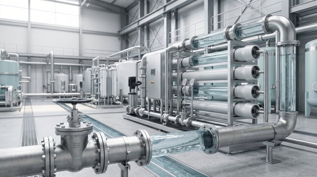     Modern Water Treatment Machinery in Industrial Filtration Facility