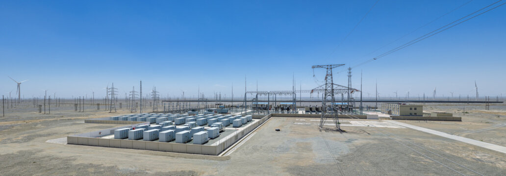 Energy Storage Power Station and Substation with Wind Farm in Gobi Desert