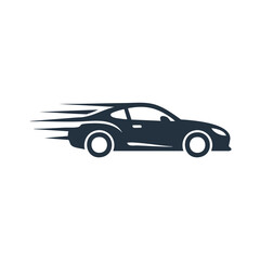 Naklejka premium Fast moving sports car vector silhouette icon.
