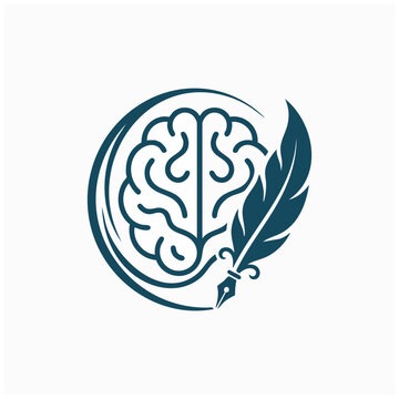 Creative writing and brain logo symbol illustration.
