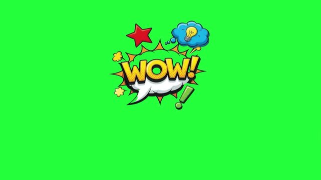 Comic book style wow exclamation speech bubble with lightbulb idea 