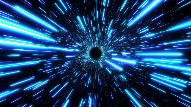 Blue Light Speed Tunnel in Futuristic Space