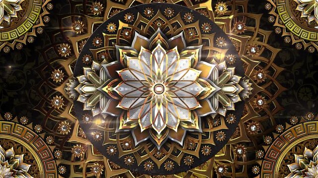 Golden Metal Flowers Background