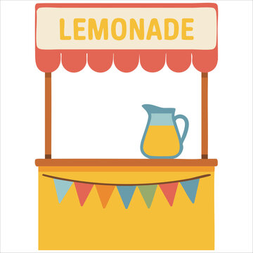 Soft delicate composition of lemonade stand banner persona created as appealing clipart for promotional materials use