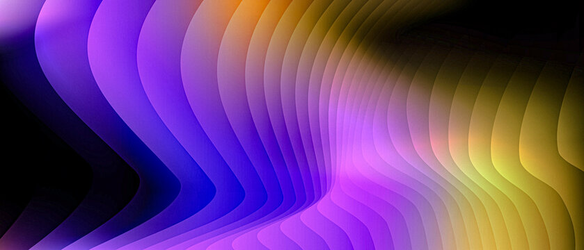 Abstract background featuring flowing waves of vibrant purple and warm yellow light in a dark digital space