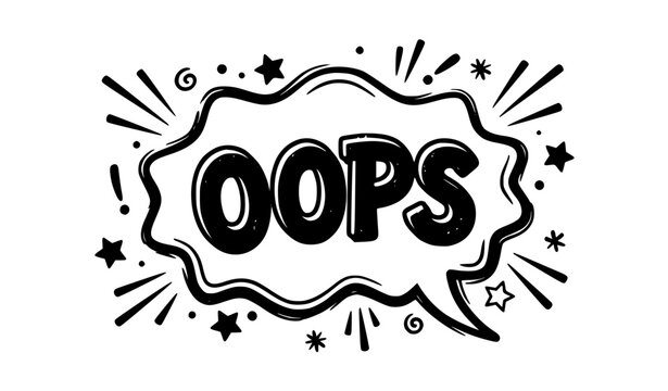 Oops Comic Message Speech Bubble Retro Pop Art Vector Set