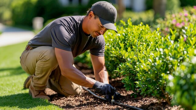 Installing a Drip Irrigation System in a Newly Planted Shrub Bed