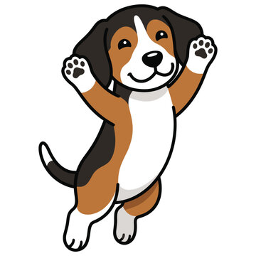 Cute Beagle Puppy Jumping Happily Cartoon Dog Illustration