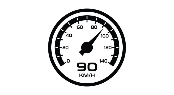 Speedometer Gauge With Needle Black And White Vector Illustration