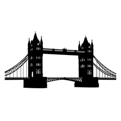 Obraz premium Tower Bridge silhouette icon in black vector style isolated on white background.