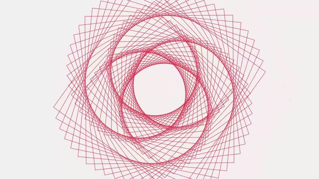 Abstract pink geometric pattern rotating on white background loopable motion graphics.