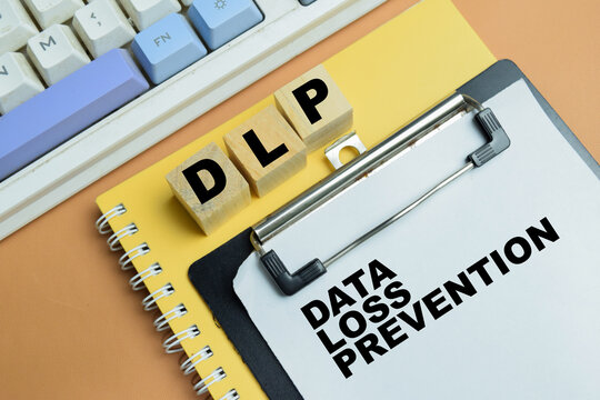Concept of DLP - Data Loss Prevention write on clipboard isolated on table.