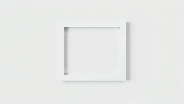 Empty square white picture frame on a wall