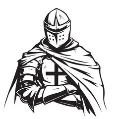 Obraz premium Knight Hospitaller Historical Warrior Illustration Vector Transparent Background 