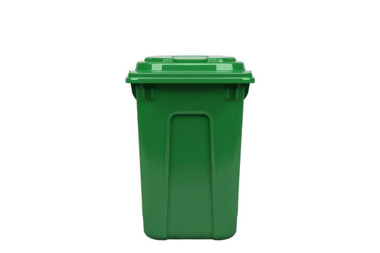 Green plastic recycling bin for waste sorting