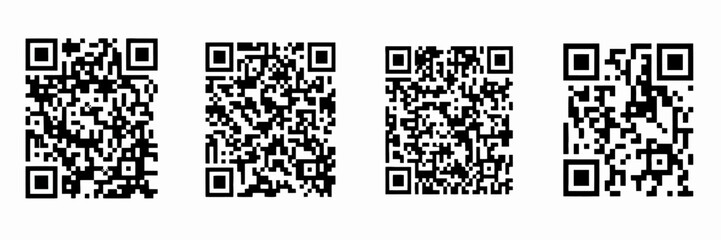 Fototapeta premium Digital QR Code Scan Square Identification Vector Icon Set