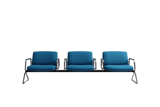 Row of modern blue waiting room chairs