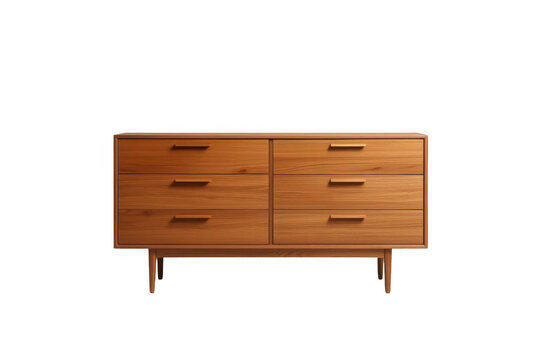 Mid-century modern wooden dresser with six drawers