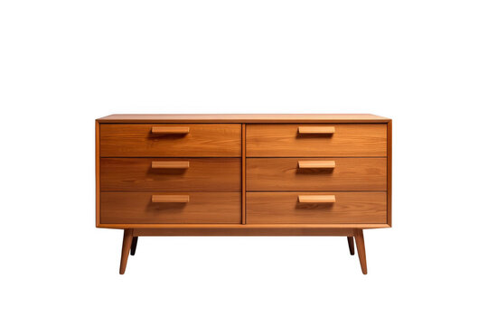 Mid-century modern wood dresser with six drawers