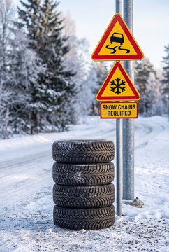 Winter Tire Safety and Seasonal Driving Concept