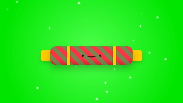 Animated Cute Cartoon Road Barrier Character Floating on Green Screen Background.