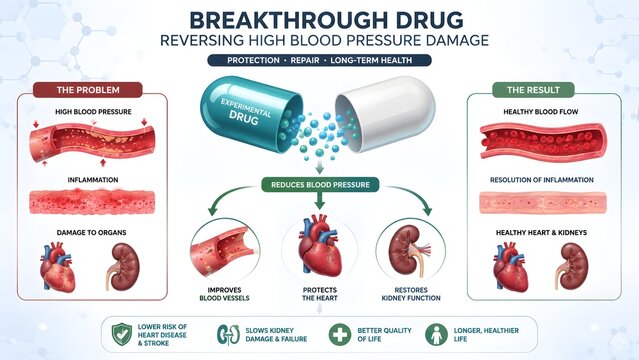 Experimental Drug Reversing High Blood Pressure Damage &ndash; Medical Research Infographic
