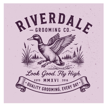Vintage Duck Wildlife Outdoor Grooming Emblem Illustration