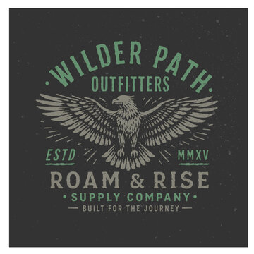 Vintage Wilderness Eagle Outdoor Adventure Emblem Illustration