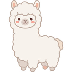 Naklejka premium Cute Fluffy White Alpaca Illustration Featuring A Friendly Kawaii Animal Character Isolated On A Clean Background