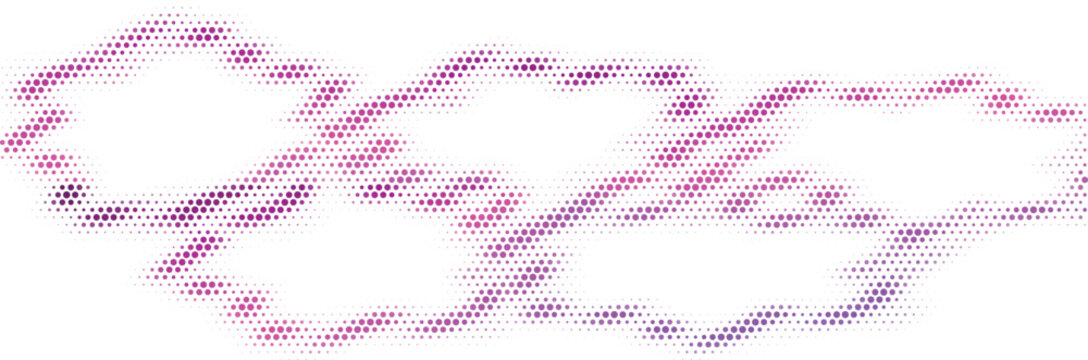 Abstract digital clouds formation with purple gradient pattern on white background