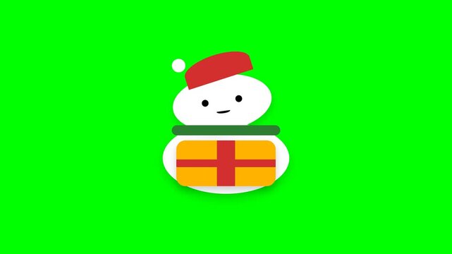 Cute Animated Reddit Mascot Holding A Christmas Gift On Green Screen.