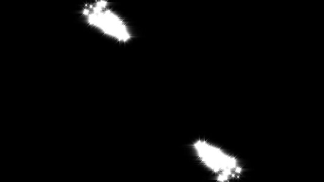 White glowing twinkle stars animation with sparkling glitter dust trail, blinking retro vector star doodles, magic particle burst, particle line move light effect on black screen background. 4k