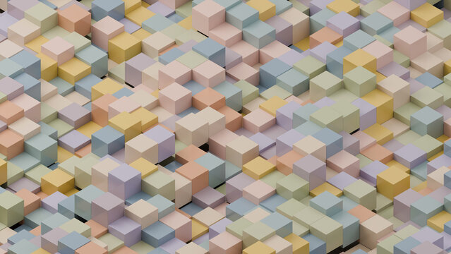 A three-dimensional square array in soft Morandi colors