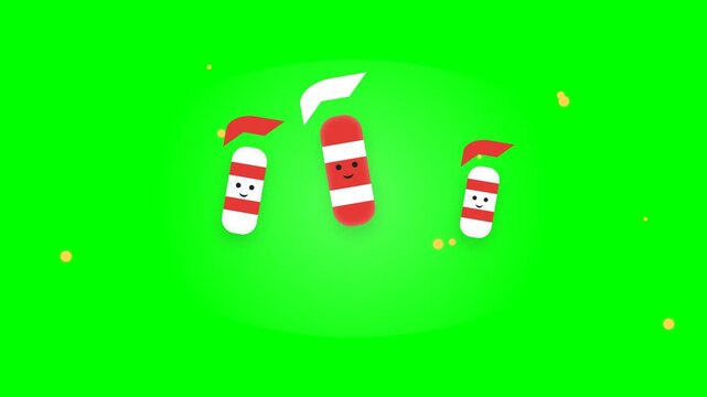 Animated Candy Canes Dancing on Green Screen Background.
