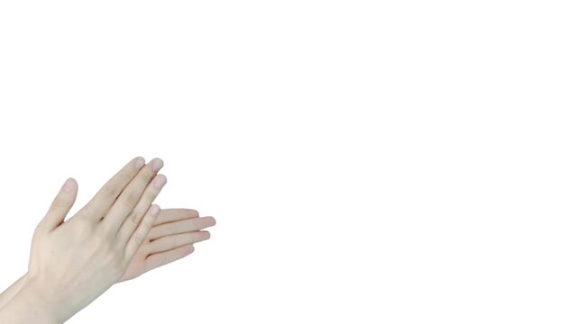 Hands Clapping Applause Side View Gesture Isolated Loop on White Background