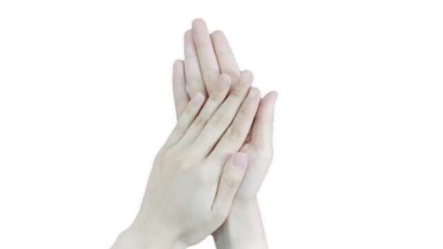 Hands Clapping Ovation Gestures Isolated Loop on White Background