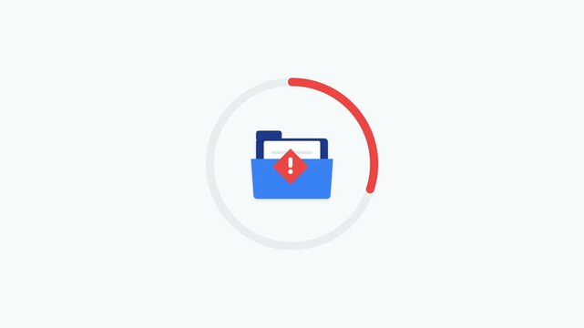 Animated folder progress icons showing success and failure states